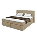 Produktbild Designer Boxspringbett 140x200 Doppelbett Polsterbett Bett Hotelbett Stoff (beige 140x200cm)