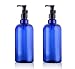 2PCS 500ml 16.66Oz. Refillable Empty PET Plastic Pump Bottles Jars Containers with Black Pump Tops for Makeup Cosmetic Bath Shower Toiletries Liquid Containers Leak Proof Portable Travel Accessories (Blue)