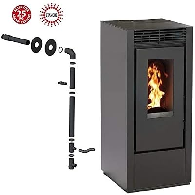 INTERSTOVES PACK Poêle à granules MARINA 11KW ETANCHE Noir + Kit ETANCHE sortie ventouse Noir Mat