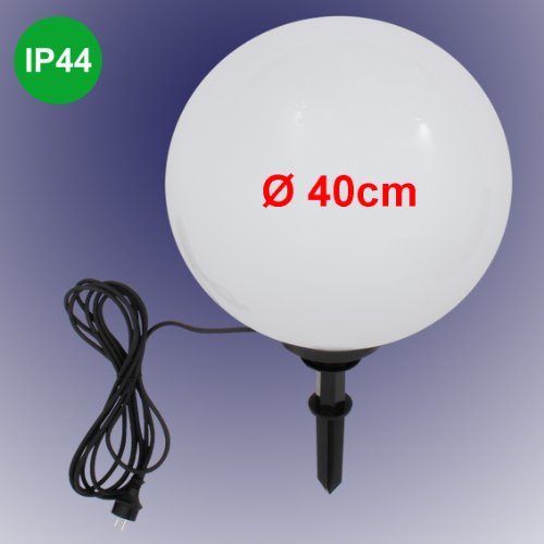 Trango TG400B 40cm Gartenkugel Leuchte Kugelleuchte weiß IP44 230V - inkl. 1x E27 LED Leuchtmittel (Größe: 400mm)