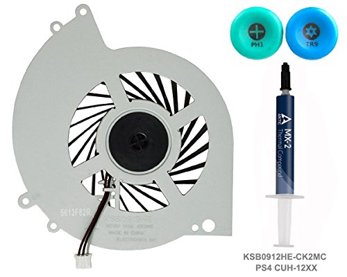 Preisvergleich Produktbild ElecGear Replacement Lüfter KSB0912HE-CK2MC für Sony PS4 Intern Reparatur Ersatzkühler Cooling Fan Cooler, Arctic MX-2 Thermo Paste, TR9 Torx Security, Ph#1 Driver Set für PlayStation 4 CUH-12XX