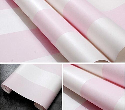 LXPAGTZ Moderne und einfache vertikale Streifen Tapete rosa Prinzessin Zimmer Schlafzimmer Kinderzimmer warme Mädchen lange 9,5m * breite 0,53m Vlies Tapete (5 m ²), hellrosa - 2