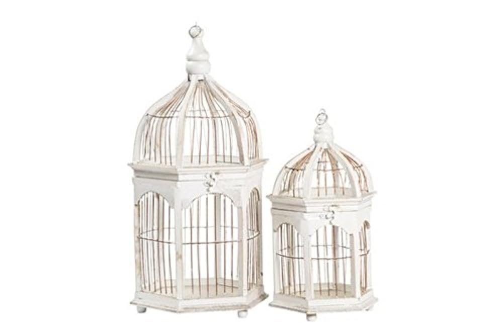 Set von zwei Vogelkäfig aus Holz weiß