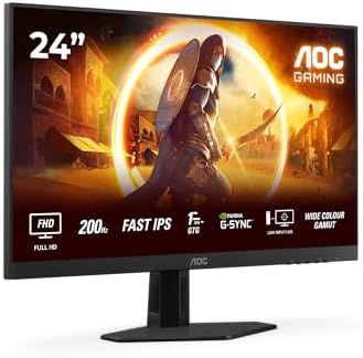 AOC Gaming Monitor 24G4HRE 24 pollici 1920x1080, FHD, 200Hz, Fast IPS Panel, 1ms GtG, Speakers, (HDMI2x 2.0) HDR10, G-Sync Compatible, Nero