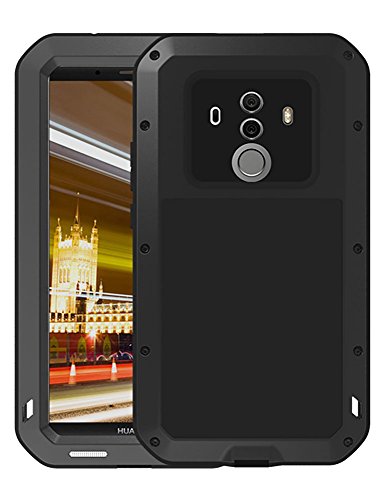 Fonrest Huawei Mate 10 Pro custodia, 6-pollice Love Mei Full Body Outdoor antiurto ibrido resistente in alluminio armatura contro lo sporco Snowproof copertura Shell con vetro temperato (Nero)