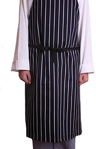 RPT Navy Blue/White Stripe 100% Stripe Butcher/Chefs Bib Apron - Pack Of 2