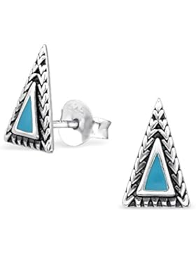 Ohrringe Sterling Silber 925/000rhodiniert und Stein Türkis–Triangle