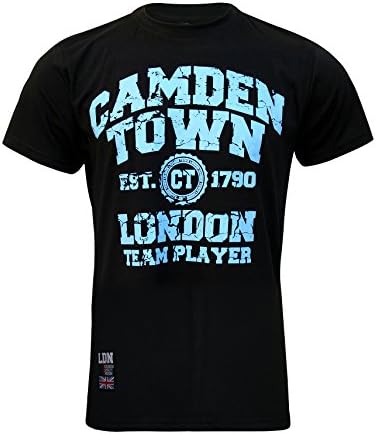 Amazing London New Mens Camden Town Half Sleeves Black Printed Tshirt S M L XL (Black/Blue, X-Large)