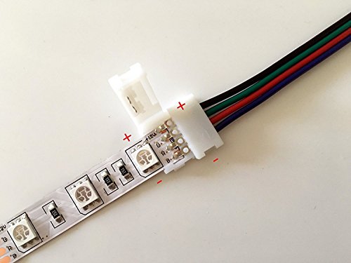 10x RGB 5050 Schnellverbinder 10mm Breit 4 polig Verbindungskabel Anschlusskabel LED Stripe Verbinder Adapter für SMD 5050 RGB LED Streifen zu RGB 3528 2835 LED Streifen, zu DC Stromversorgung, zu LED Controller-17cm, Ohne Löten - 2