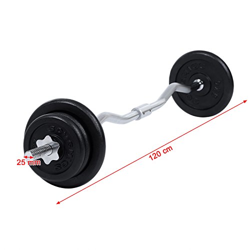 Songmics Curlset aus Gusseisen 1 SZ Curlstange und 6 Hantelscheiben 25 kg SYL60T - 3