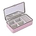 Produktbild QUWENJIE Desktop Ring Verschleißfeste Reise Ohrringe Tragbare Lagerung Hause Stud Pu-Leder Halskette Schmuckschatulle Kosmetikspiegel Organizer