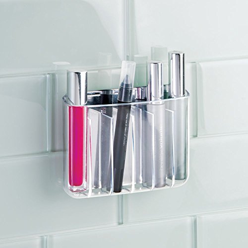 InterDesign 21830EU Affixx, Peel-and-Stick Starker Selbstklebender Una Zahnbürsten-Halter, Plastik, clear/polished, 9,73 x 2,67 x 9,70 cm - 5