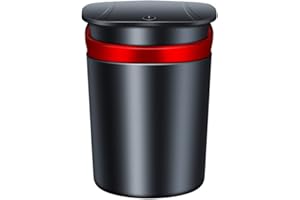 TOTMOX Removable Car Mini Ashtray with Lid and LED Night Light, Fire Resistant Ash Tray and Storage Box, Silver/Red/Black