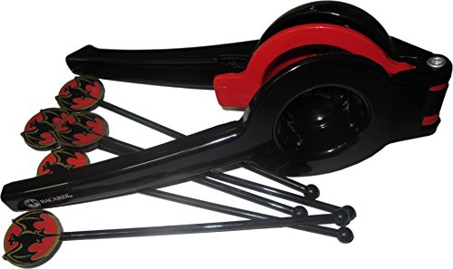 BACARDI® Lemon-Squeezer / Zitronenpresse / Limettenpresse aus Metall & 5 Cocktailrührer