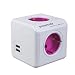 Produktbild allocacoc PowerCube 1810/deru4p 4 Port Cube Steckdose mit 2 USB und 4 Wechselstecker (Reiseadapter), für Laptop iPhone Samsung Galaxy Kamera (Lila)