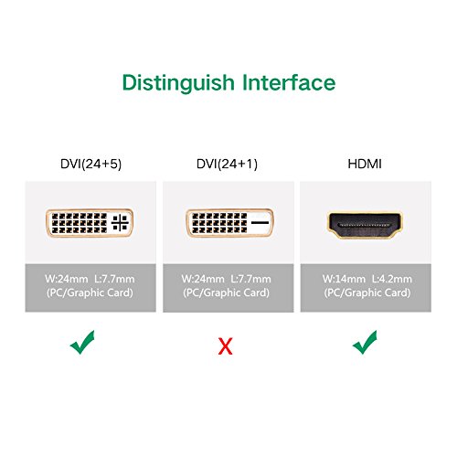 UGREEN DVI auf HDMI Adapter HDMI Stecker auf DVI-I 24+5 Buchse HDTV Adapter Konverter 1080P Full HD Vergoldete Kontakte - 6