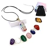 Mos Kevin Reiki Healing Crystal Set, 7 Natural Healing Stones Gift Set With 7 Chakras Healing Crystal Pendant Yoga Meditation To Relieve Anxiety Stones