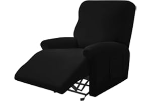 Leorate Reclining Chair Covers Stretch Armchair Covers with Pocket Decoration Spandex Fabric Recliner Sofa Slipcovers for Living Bedroom Home