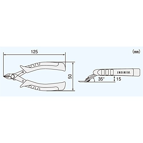 Komponente Schneider (pcb Seitenschere) mit Offset parallel Hals (ermöglicht völlig bündiges Schneiden). Engineer nz-12, flush cutting cutters - 5