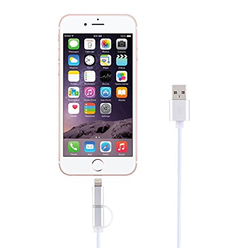 NexGadget 8 PACKS 2-in-1 High-Speed-Lightning/USB-LadeKabel / Sync-Datenkabel [9.8 Zoll] Nylon Geflochtene Micro-USB-Kabel Blitzkabel für iPhone/Ipad-Android Samsung - 4