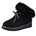 Produktbild Sunnyuk Frauen Warm gefütterte Schneestiefel Leder Faux Plateauschuhe Vorne Rund Lace-up einfarbig Caster Stiefel Winter Warme Retro Freizeit Bequeme Outdoor Offroad Größe 40