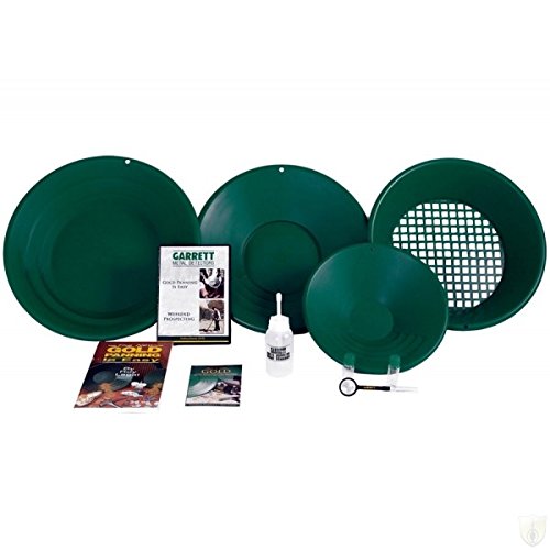 Kit Deluxe Gold Pan Garrett búsqueda Oro Completo Batea Botella Vial Metal Detector