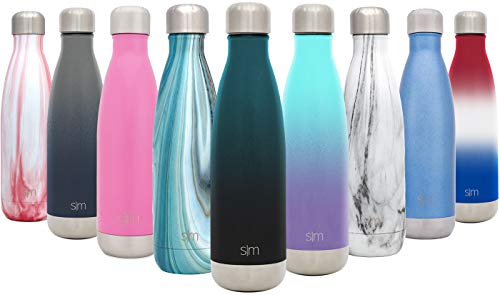Simple Modern 1000 mL (34oz) Wave Bottiglia Acqua in Acciaio Inox - 1 Litro Borraccia Termica Acqua Isolamento Sottovuoto 18/8 Inossidabile - Alluminio Borracce Termiche Swell Due Toni: Chiaro di Luna