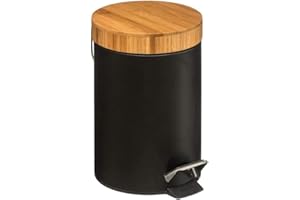 HOGAR Y MAS Papelera Metálica Negra, Papelera para oficina, baño con Tapa, Cubo y Pedal. Capacidad de 3 Litros. 25,8x16,8cm - Hogar y Más
