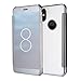 Produktbild Sycode für iPhone X Spiegel Hülle,für iPhone X Flip Schutzhülle,für iPhone X Volle Ecke Schütz Case,Luxus Stilvoll Edel Cool Männer Frauen Screen Protector Silber Slim Fit Clear View Mirror Cover Metall-Galvanotechnik Faltbar Case Cover Tasche Shell für iPhone X-Silber Mirror