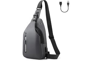 Aucuu Sling Bag, Bolsa de Pecho, Bolso Bandolera para Hombre con Puerto de Carga USB, Puerto Crossbody para Hombres Mujeres Senderismo Ligero Ciclismo Mochila de Viaje para Acampar