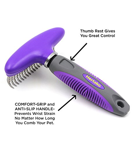 Rounded-Blade-Undercoat-Dematting-CombRake-by-Hertzko-Long-Blades-with-Safety-Round-Ends-Great-for-Cutting-and-Removing-Dead-Matted-or-Knotted-Hair-from-Cats-Dogs