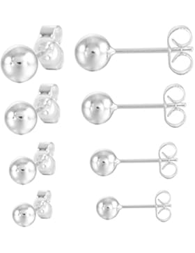 MunkiMix 3~6mm 8 PCS 925 Sterling Silber Gestüt Stecker Ohrringe Ohrstecker Ohrhänger CZ Zirkon Zirkonia Kugel...