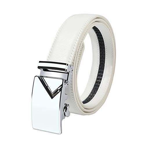 Men's Leather Ratchet Dress Belt with Automatic Buckle Trim to Perfect Fit