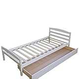 Homestyle4u Funktionsbett Holzbett Kinderbett Jugendbett 90×200 weiß Bettkasten Einzelbett - 3