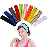 nuosen 10 Pcs Yoga Cotton Headbands, Elastic Stretch Headband For Women Girls Sports,Pilates, Fitness (Mixed Colors)