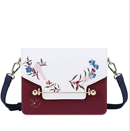 GMS467 Women’s Bamboo Handbag Retro Embroidery Bags PU Leather Shoulder Handbags, Messenger small square bag fashion embroidery ethnic shoulder handbags, beige