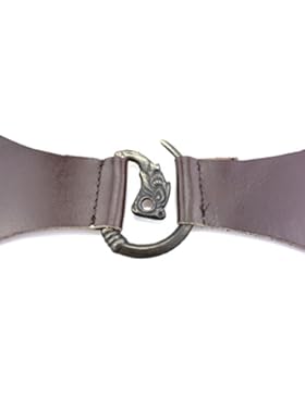 Mittelalterliche Ringfibel Fenris Wolf mit Leder - Braun