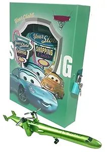 Shree Technesh Amazing Sports Car Printed Lock Diary with Fighter Plane Pen, Page 55 (Multi Color, Size: 20.5x14x3 cm)