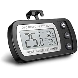 Thermomètre numérique pour réfrigérateur, thermomètre étanche pour congélateur avec crochet, affichage ACL facile à lire, fonction d'enregistrement Max/Min, idéal pour la maison, restaurants et cafés