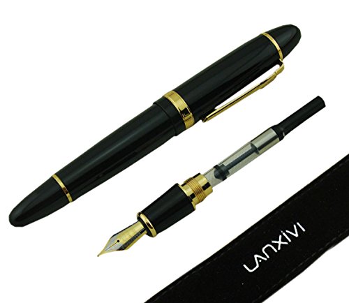 Lanxivi jinhao 159 stylo-plumes laque noire poche gros stylo doré