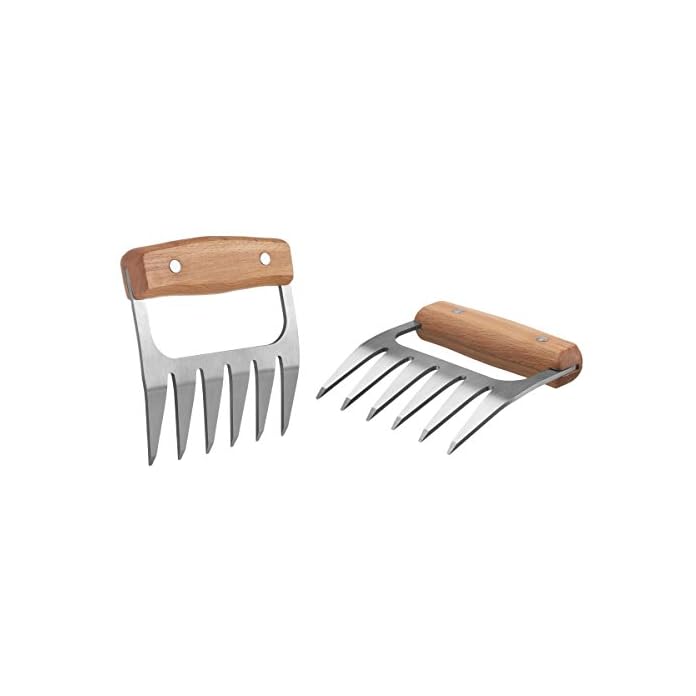 Edelstahl Fleisch Krallen 2 Stck Meat Claws Fr Pulled Pork Brenkrallen Mit Holzgriff Bbq Gabeln