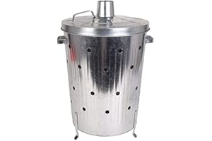 1a-Handelsagentur Verbrennungstonne 75l verzinkt - Feuertonne Feuerschale Verbrenner Terrassenofen Holz, Silber