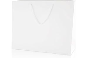 Thepaperbagstore 5× White Large Matt Laminated Gift Bags 40×30×13cm – 250 gsm Boutique Paper Bags with Rope Handles & Reinforced Base – Ideal for Gifts, Weddings, Retail & Corporate Use