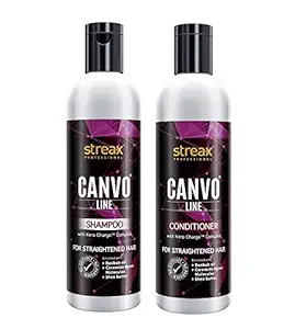 Streax Professional Canvo Line Shampoo (250ml) Conditioner (250ml) for Straightened Hair