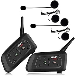 Ejeas V6Pro 2xAuriculares Intercomunicador Moto Bluetooth para Motocicletas, Gama Comunicación Intercom de 1200m, intercomunicador Casco Moto, Impermeabilidad, Intercomunicacion Entre 6 Motociclistas