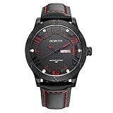 XINLEE Männer quarzuhr Zeiger digitalanzeige ledergürtel quarzwerk Wasserdichte Uhr, 001