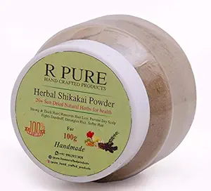 R pure 100% Organic Hair Wash Powder Shikakai Mix Powder With Amla, Henna Reetha, Bhringraj, Hibiscus, Neem + 15 Natural herbs For Hair Wash (Dry Shampoo)) Handmade- 100 Grams