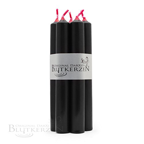 5 Blutkerzen by DarXity - innen rot, außen schwarz - Stabkerzen reversible/ Umkehrung (L: 18cm, Ø: 22mm)