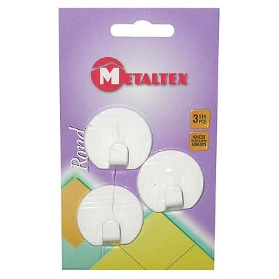 Metaltex 291004 Crochet Adhésif Rond Grand Plastique Blanc 3 Pièces