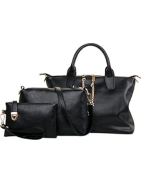 Dexinx Damen Attraktiv Leder Handtasche Retro Umhängetasche Klassisch Brieftasche Ein Satz von 3 Stücken